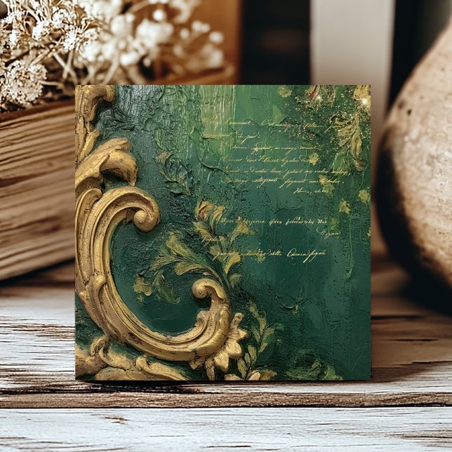 Antikes abgenutztes Smaragdgrün Goldschrift Fliese (Von Creator hochgeladen)