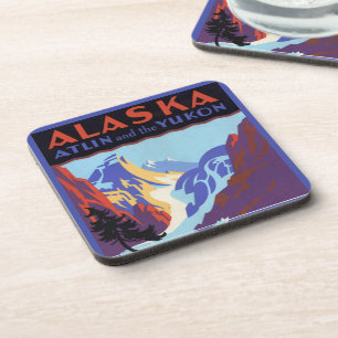 Antikes Alaska-Reiseposter, Atlin und der Yukon Getränkeuntersetzer