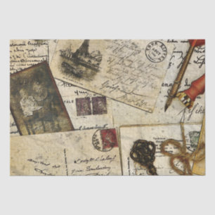 Antikes altes Post-Ephemere-Decoupage-Seidenpapier Seidenpapier