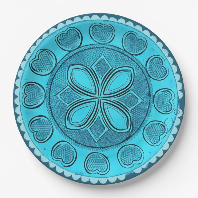 Antikes Aqua Glass Romantische Imitate China Pappteller (Vorderseite)