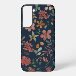 Antikes Aquarell Druckflora auf Marine Samsung Galaxy Hülle