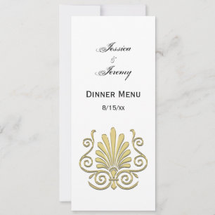 Antikes Art Deco Gold Plume Arabesque Einladung