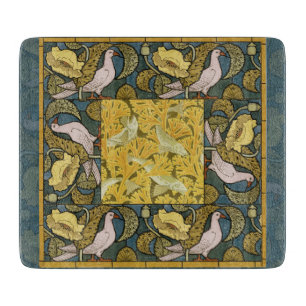 Antikes Art Nouveau Fisch Taube Muster Verneuil Schneidebrett