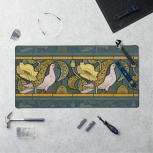 Antikes Art Nouveau Fisch Taube Muster Verneuil Schreibtischunterlage