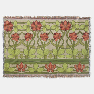 Antikes Art Nouveau Muster in Salbeigrün mit Blume Decke