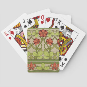 Antikes Art Nouveau Muster in Salbeigrün mit Blume Spielkarten