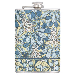 Antikes Art Nouveau Muster mit Kastanienblüten Flachmann