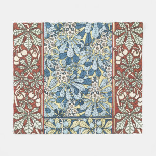 Antikes Art Nouveau Muster mit Kastanienblüten Fleecedecke