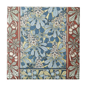 Antikes Art Nouveau Muster mit Kastanienblüten Fliese