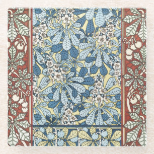 Antikes Art Nouveau Muster mit Kastanienblüten Glasuntersetzer