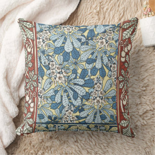 Antikes Art Nouveau Muster mit Kastanienblüten Kissen