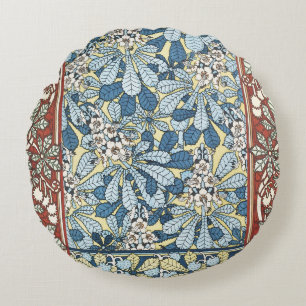 Antikes Art Nouveau Muster mit Kastanienblüten Rundes Kissen