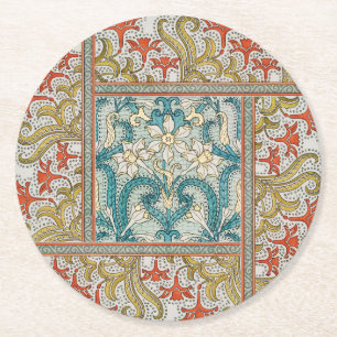 Antikes Art Nouveau-Osterglockenmuster Verneuil Runder Pappuntersetzer