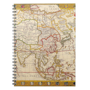 Antikes Asienkarte Gold-Grenz-Notebook Notizblock