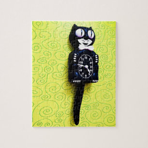 Antikes Ausrüstung Katzen-Uhr-Puzzlespiel