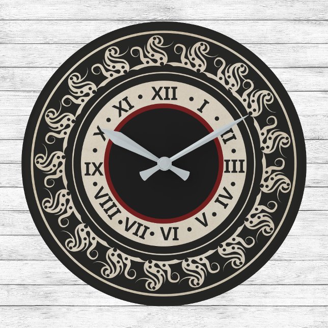 Antikes Aussehen schwarz und Ecru mit Burgund Große Wanduhr (Von Creator hochgeladen)