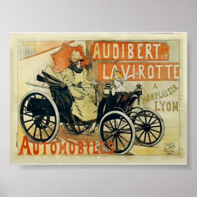 Antikes Auto Französisch Werbeplakat oder Print Poster (Vorne)