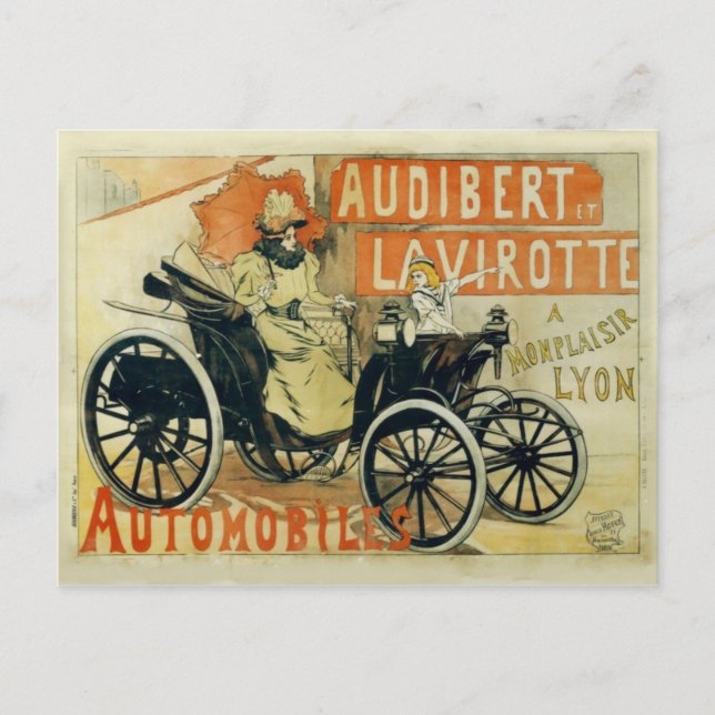 Antikes Auto Französische Postkarte (Vorderseite)