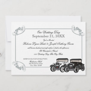 Antikes Autohochzeit Einladung