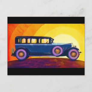 Antikes Automobil Regenbogen Sonnenuntergang Postkarte