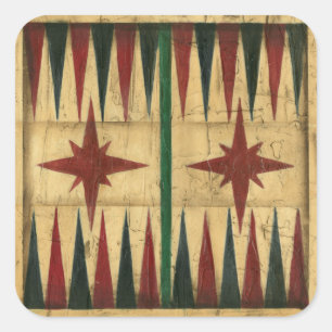 Antikes Backgammon-Spielbrett von Ethan Harper Quadratischer Aufkleber