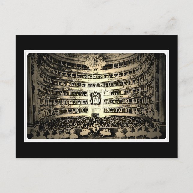 Antikes Ballett Scala Mailand Schwarz-Weiß-Foto Postkarte (Vorderseite)