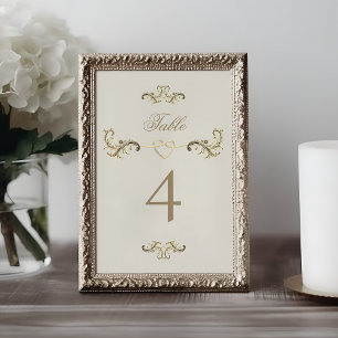 Antikes Barock Gold Hochzeit Tischnummer