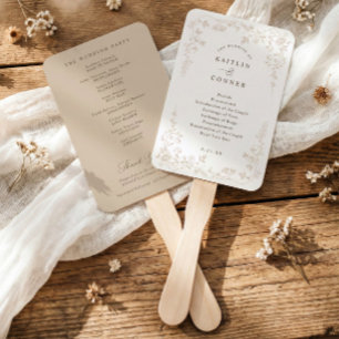Antikes Beige Braunes Französisches Florales Hochz Fächer