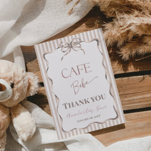 Antikes Beiges Bogen Cafe Bebe Kaffee Babyparty Dankeskarte