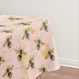 Antikes Bienenhonigwaben-Muster Rosa Gold Tischdecke