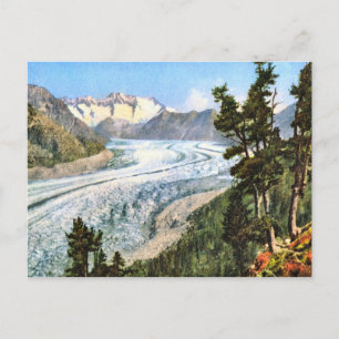 Antikes Bild, Jungfrau-Gletscher Berner Oberland Postkarte