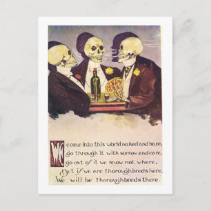 Antikes Bild von Glücksspiel-Skeletten Postkarte