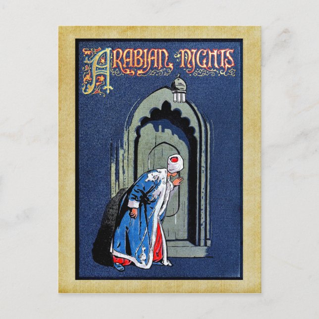 Antikes Bindungsdesign Arabianische Nächte Buchabd Postkarte (Vorderseite)
