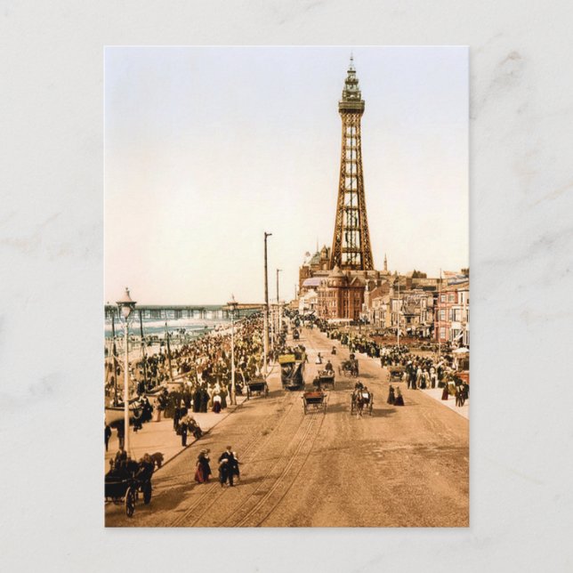 Antikes Blackpool britisches Meer Postkarte (Vorderseite)