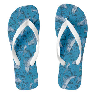 Antikes Blau Fische und Meeresalgen: Jugendstil ma Flip Flops