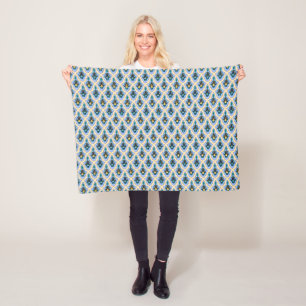 Antikes Blau Gelbes Marokkanisches Arabisches Maßw Fleecedecke