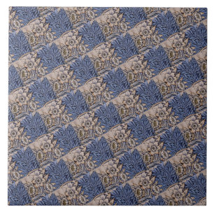 Antikes blau-goldenes Muster Fliese