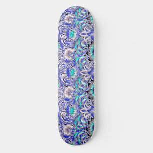 Antikes Blau rosa William Morris's Kornblume Skateboard