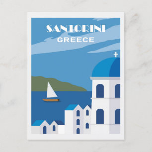 Antikes Blau Santorin Griechenland Griechische Rei Postkarte
