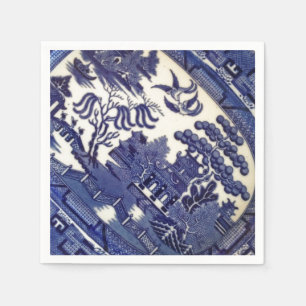 Antikes Blau-Weiden-China-Teller-Muster-Fliesen-Sc Serviette