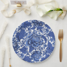 Antikes Blau-Weiß-Chintz Traditionell