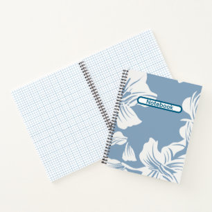 Antikes blau-weißes großes florales Millimeterpapi Notizbuch