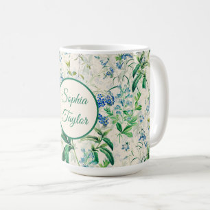 Antikes Blaues Blumenmuster Kaffeetasse