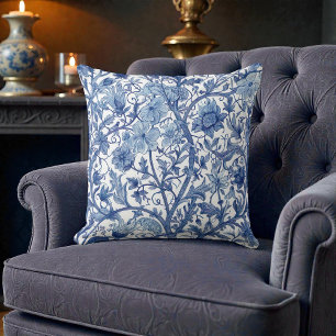 Antikes Blaues Blumenmuster von William Morris Kissen