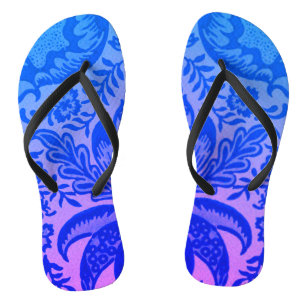 Antikes blaues florales botanisches Muster Flip Flops