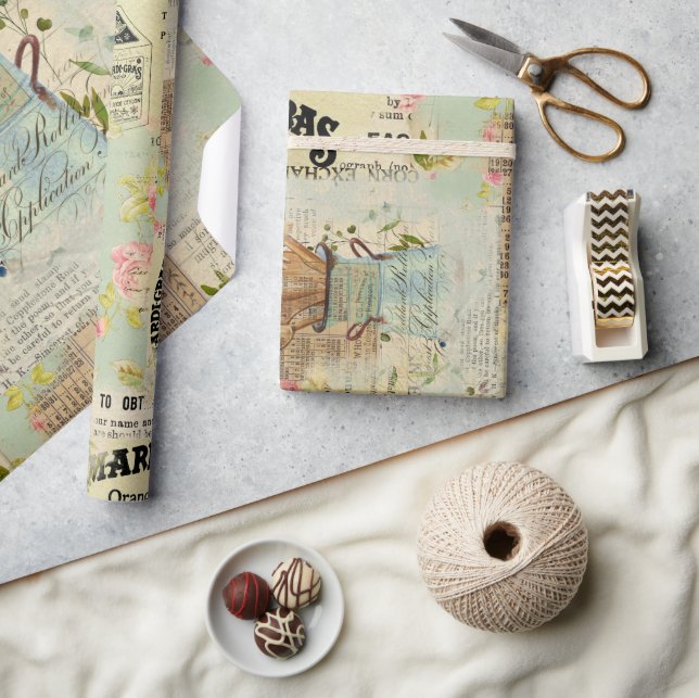Antikes blaues Geschenkpapier (Kunsthandwerk)