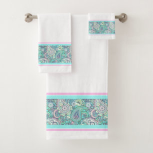 Antikes blaues Paisley-Badehandtuch-Set Badhandtuch Set