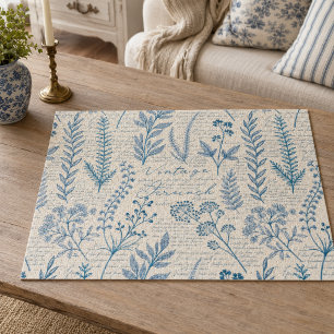 Antikes Blaues Wildblumen Französisches Toile-Must