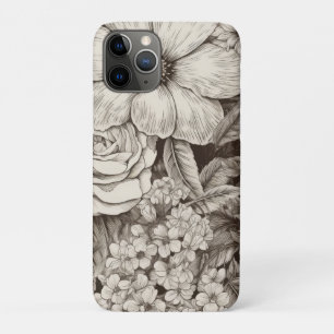 Antikes Blumen-Sepia-Muster Case-Mate iPhone Hülle