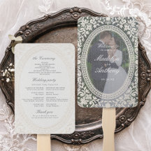 Antikes Blumen-Spitzenrahmen-Foto-Hochzeitsprogram